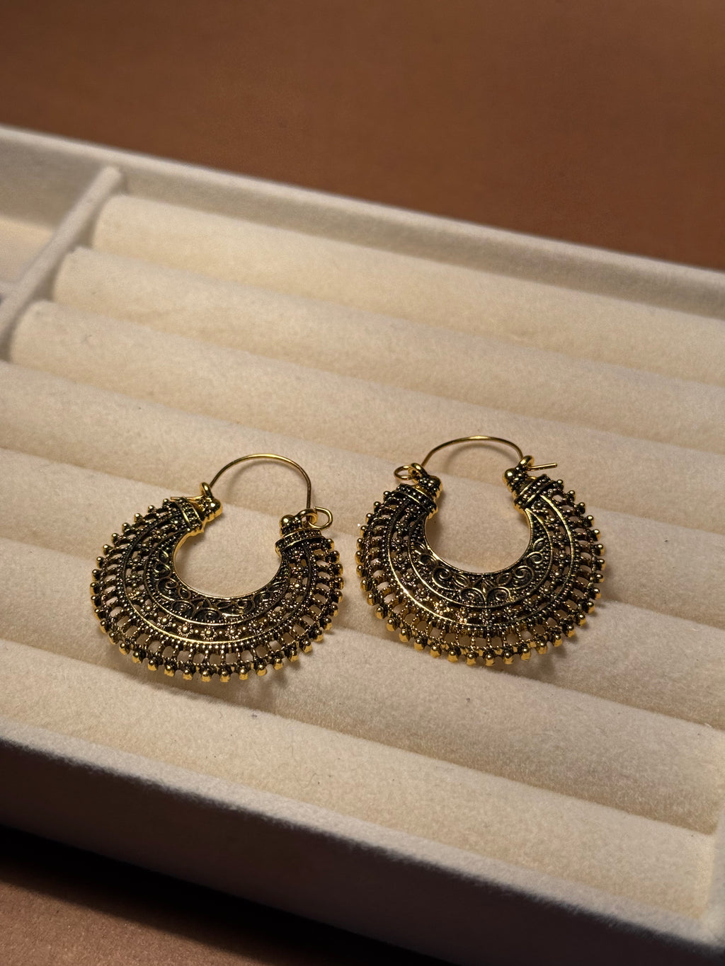 chand bali - oxidized - gold