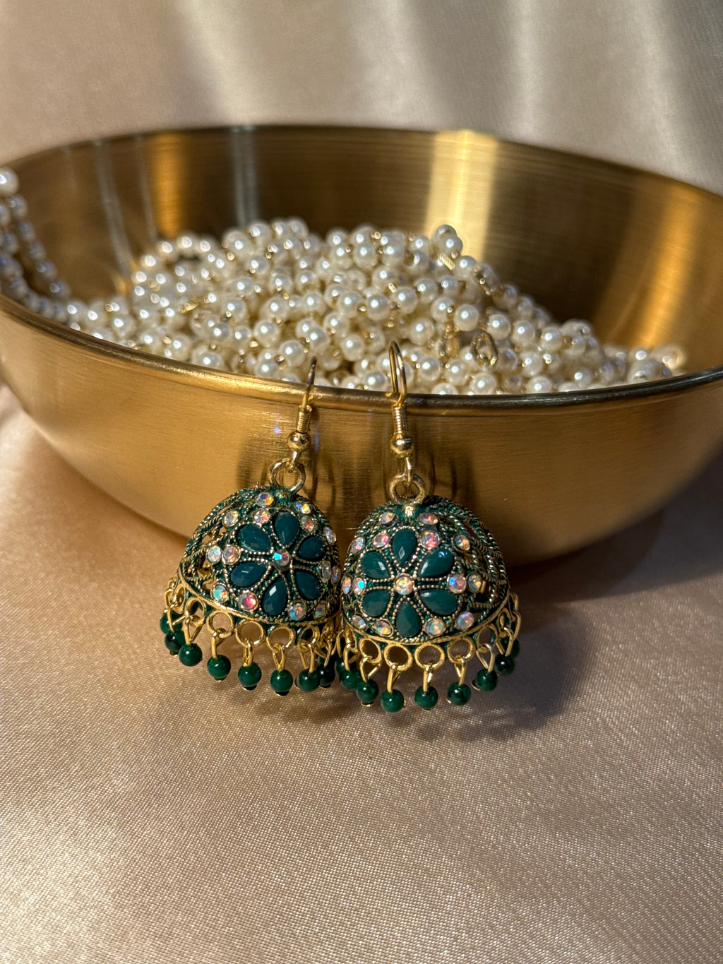 Floral jhumki green - rozana