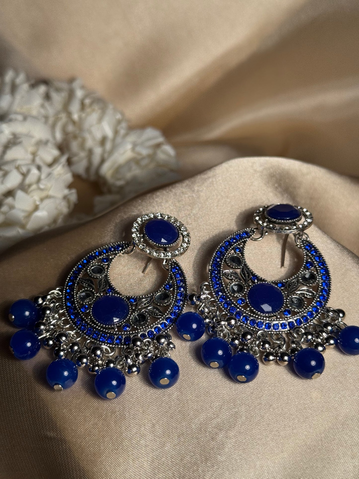 Sultana chandbali khass collection-silver and blue