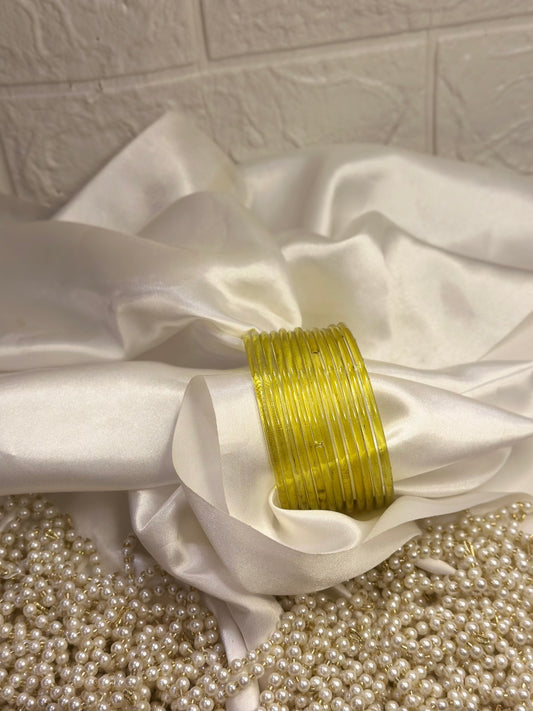 Glass bangles - yellow - 12