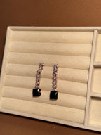 OS Crystal Drop Earrings - Black