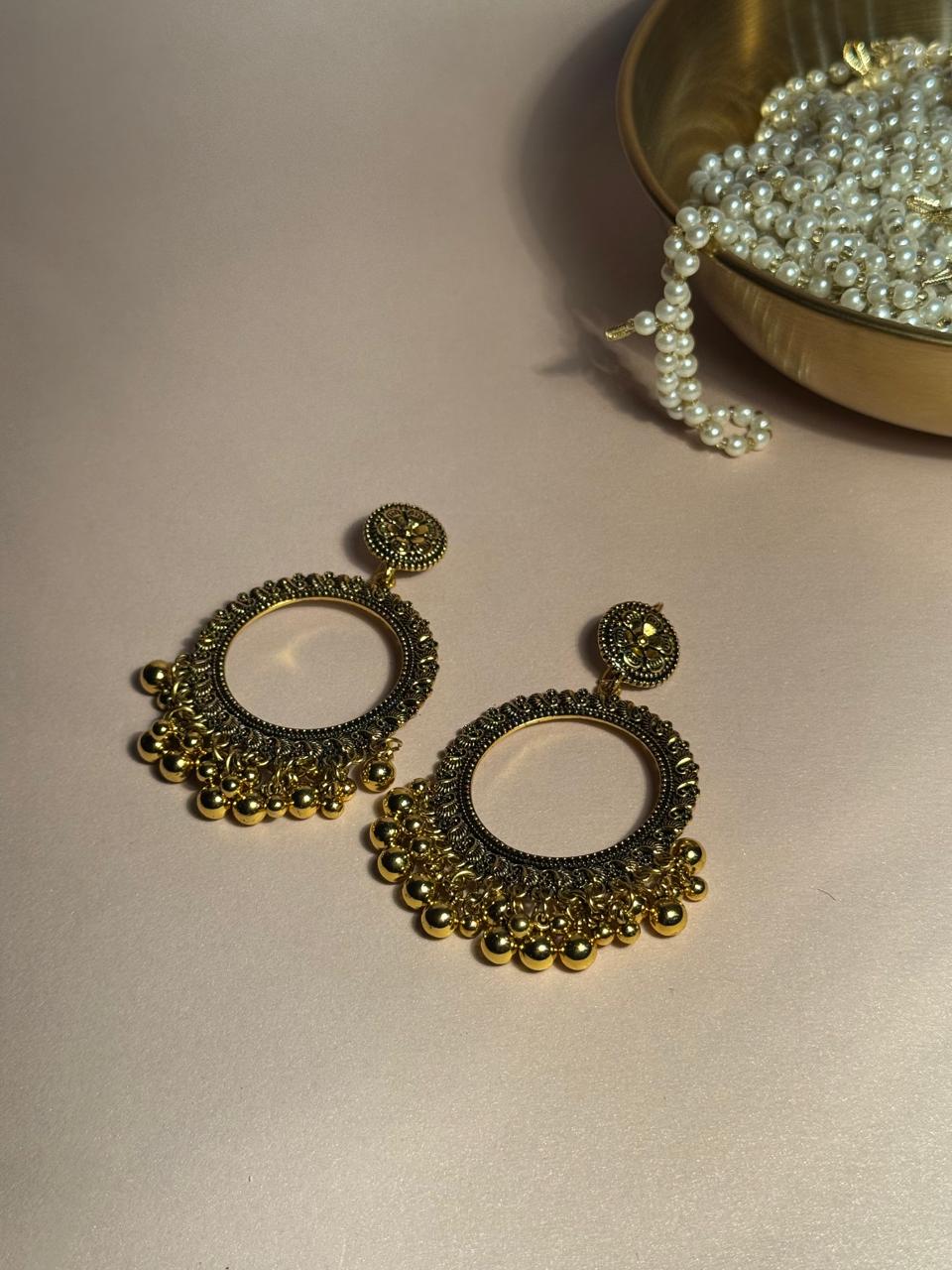 Nawab Ghungroo Earrings - Gold
