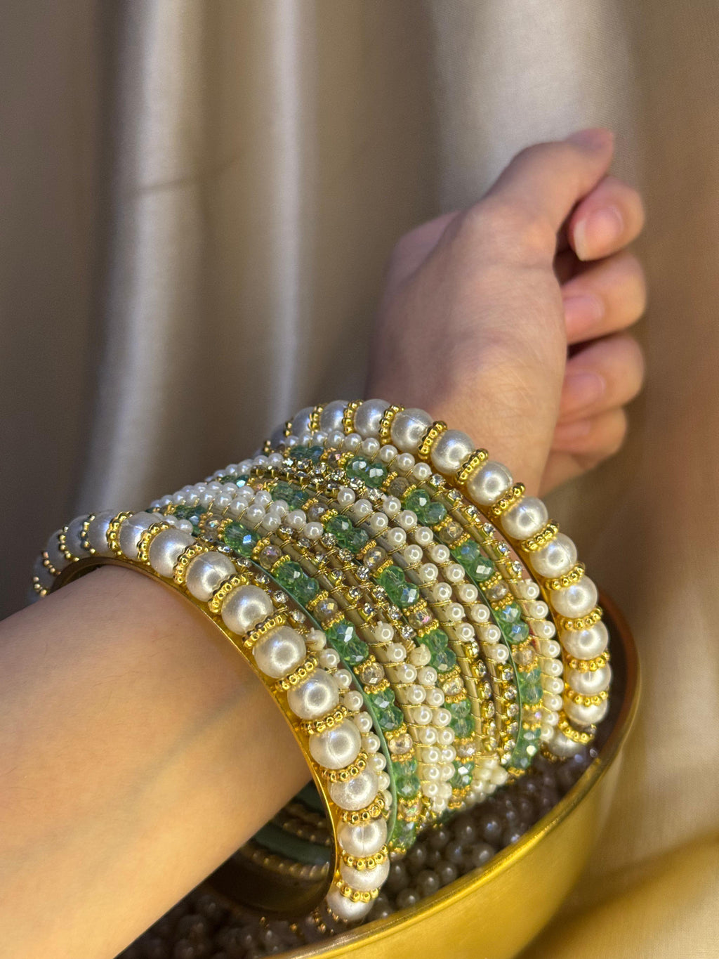 Moti Rani bangles - Green (sage)
