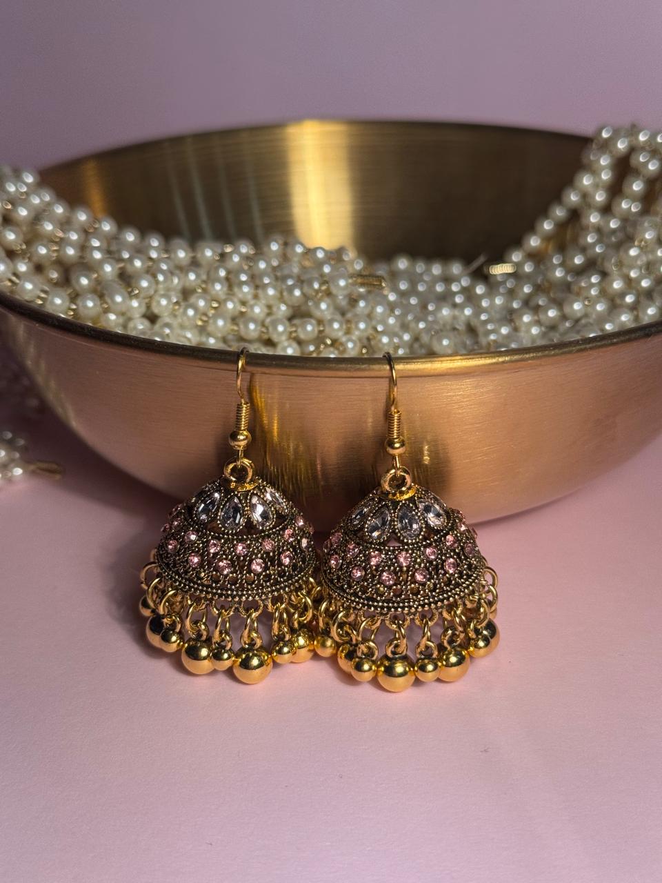 Meena karri antique Earrings - Light Pink
