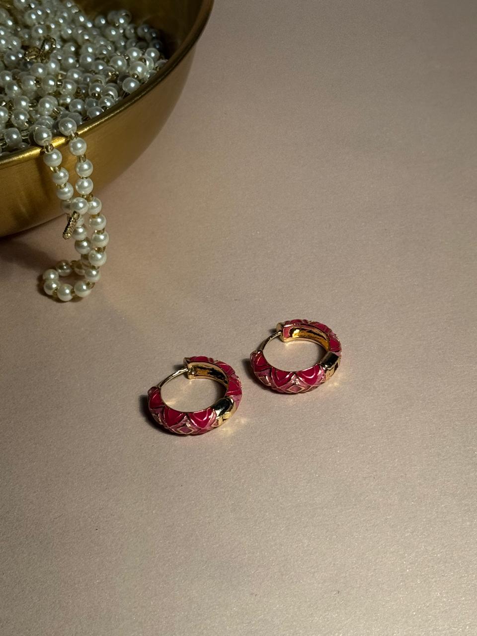 Enamel Hoops - Pink