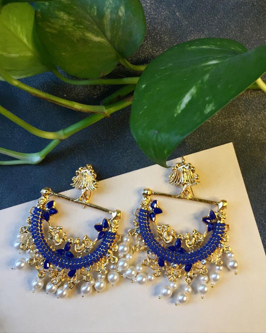 Peacock Earrings - blue