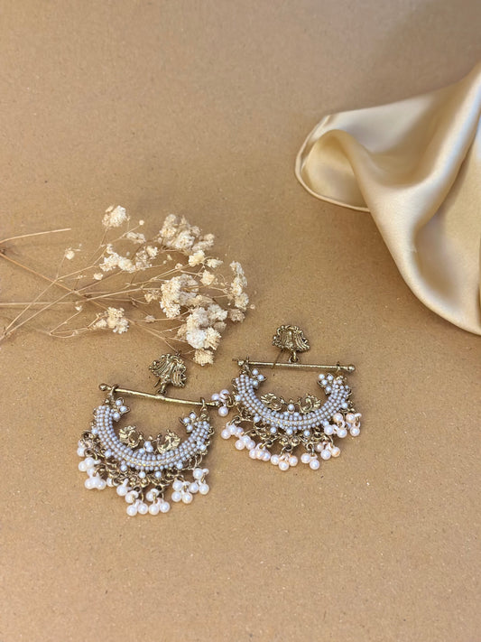 Peacock Earrings - antique gold