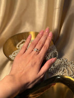 Rectangle Gem Stone Ring Gold - White