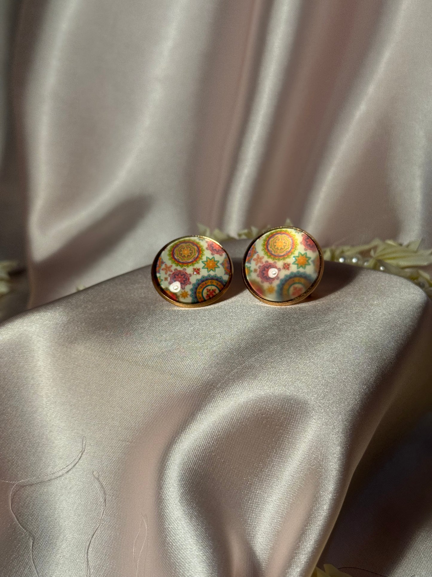 Printed summer breeze circle earrings-pattern