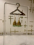 Mini Jhumki Gold - Sky blue beads