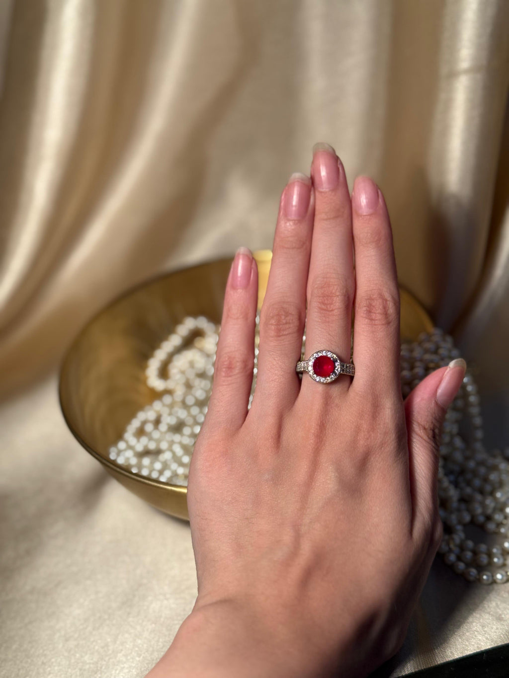 Circle Ring Silver - Red