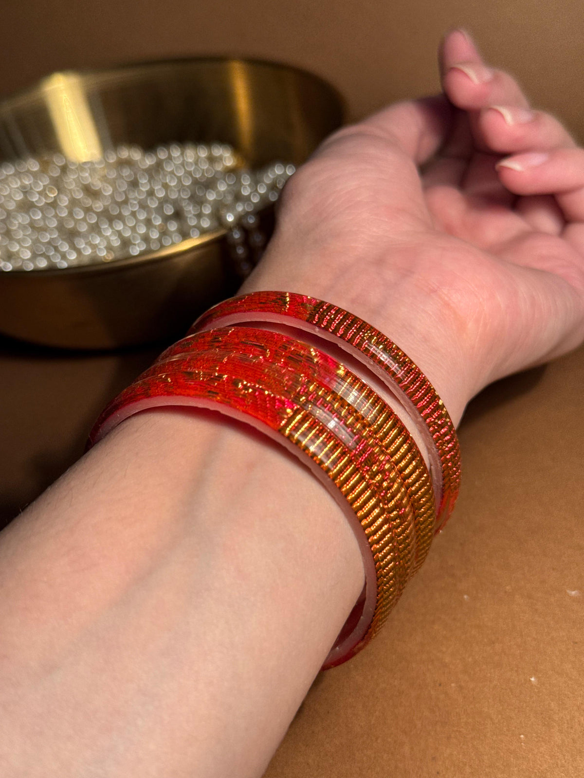 Prism gold bangle - Red