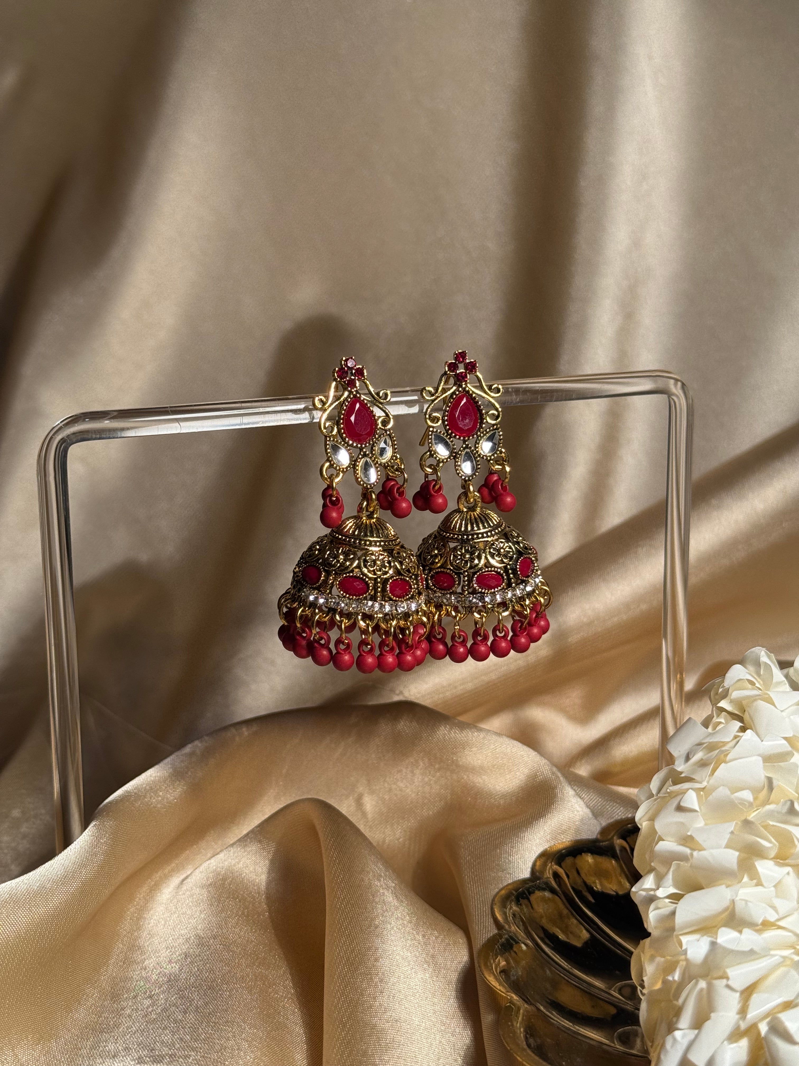 Nani ki jhumkiyan khass collection-gold and maroon