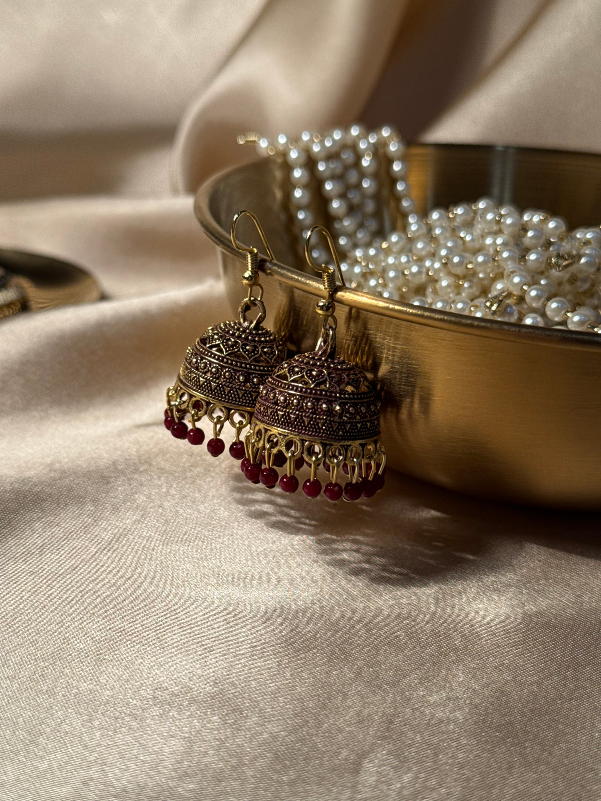 Aliza jhumki maroon - rozana