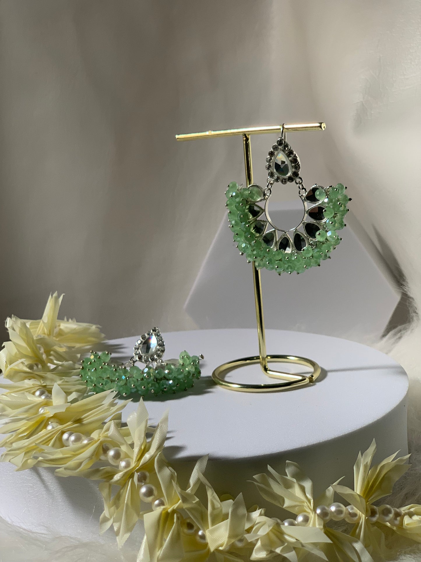 Shahi kundan Bali - Sea green.