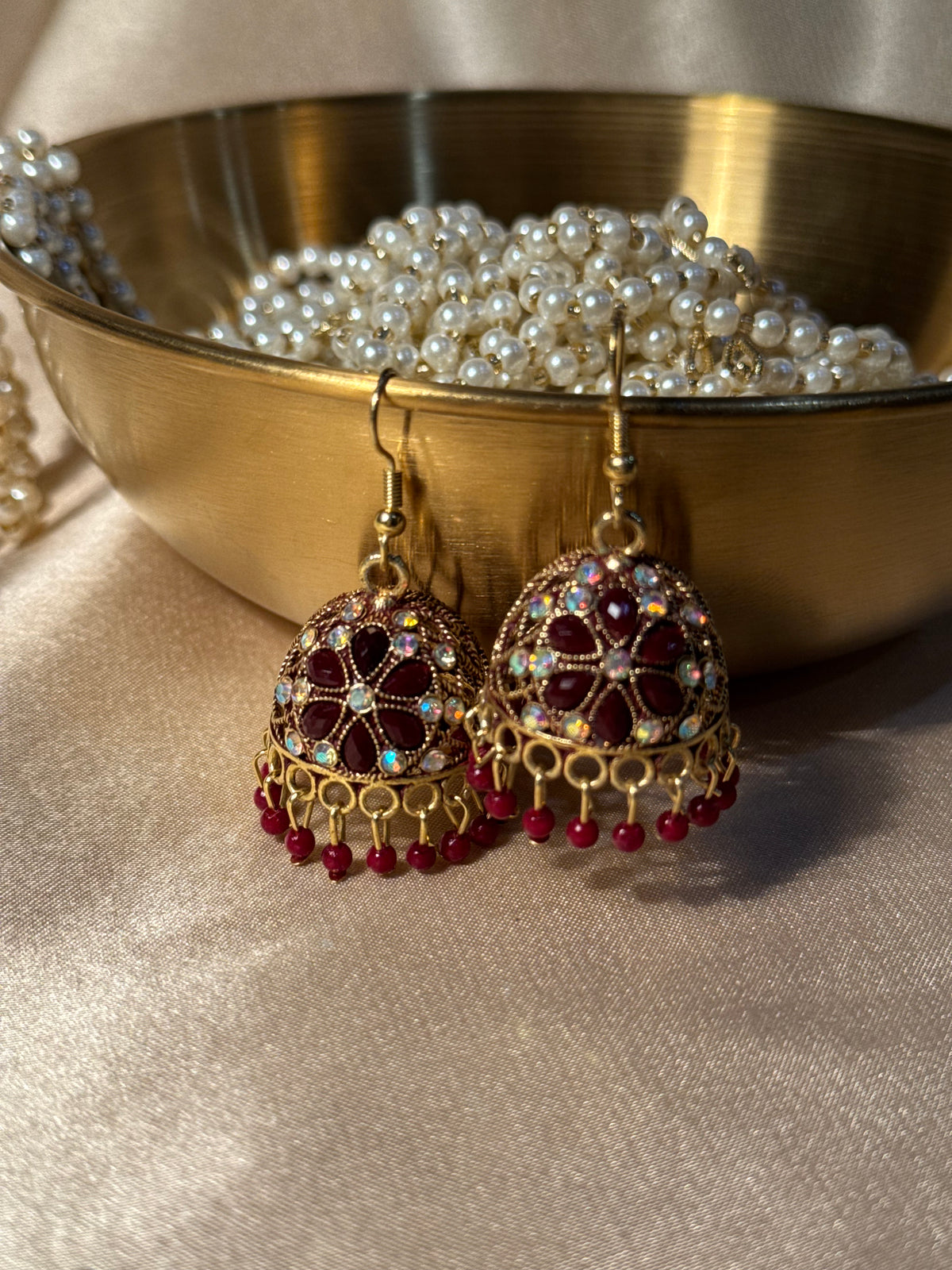 Floral jhumki maroon- rozana