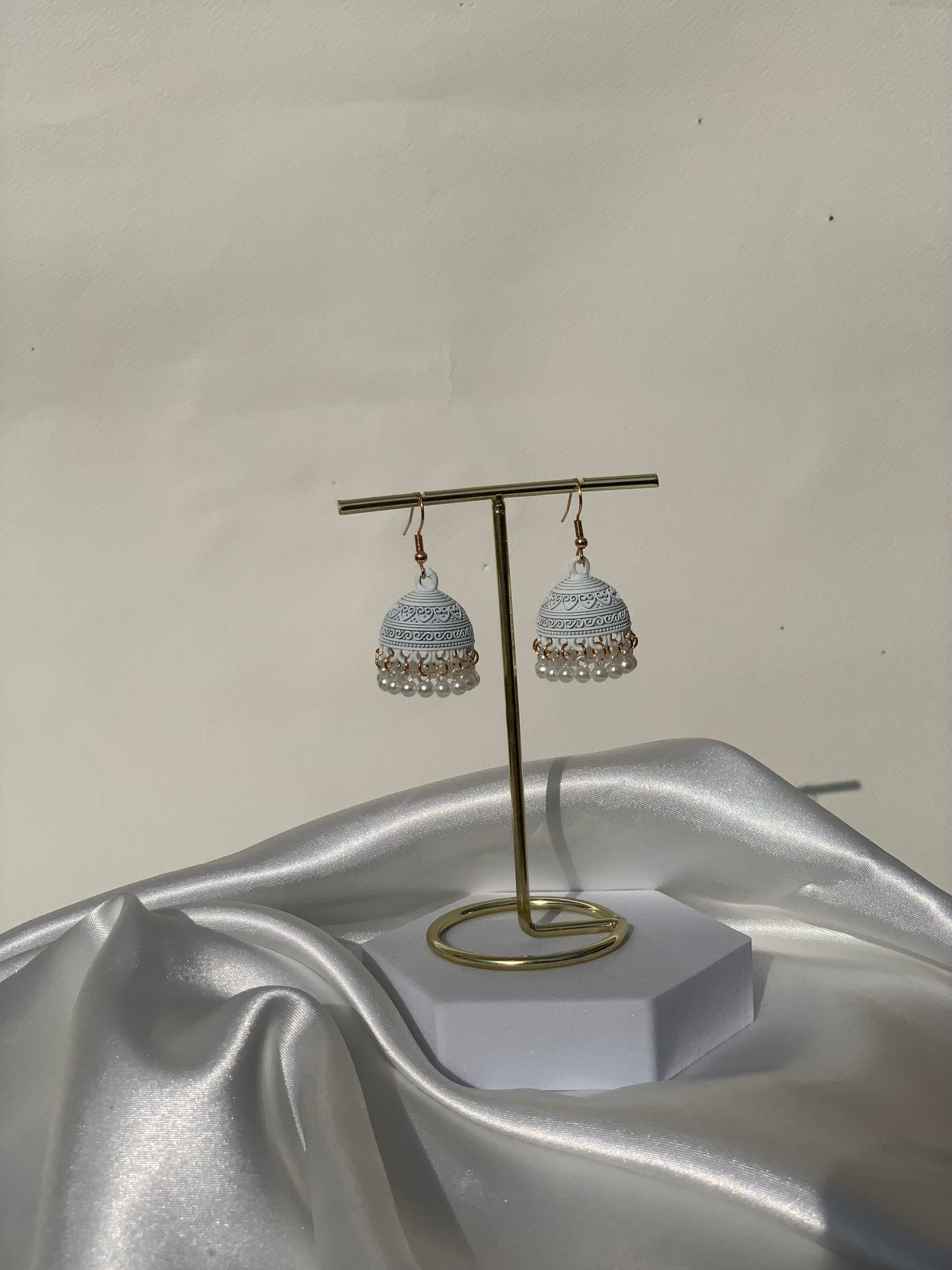 Nehal - mini jhumki white.