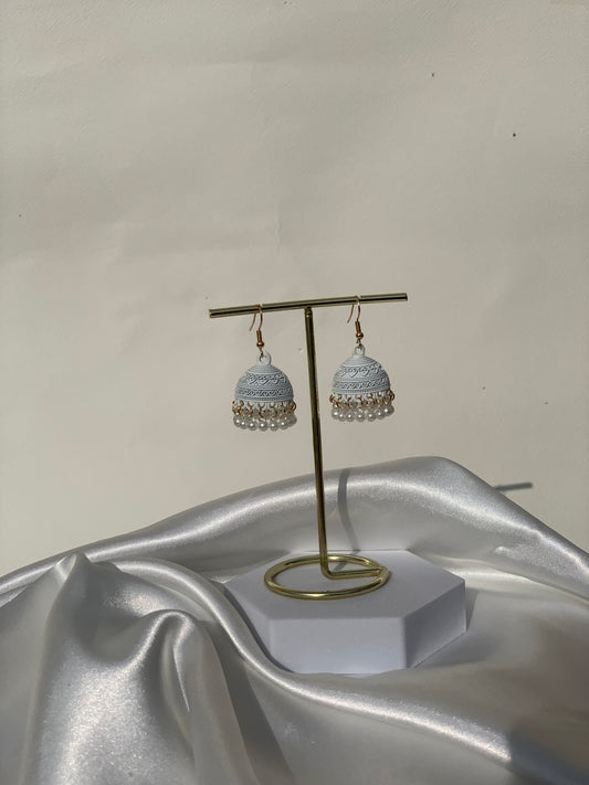 Nehal - mini jhumki white.