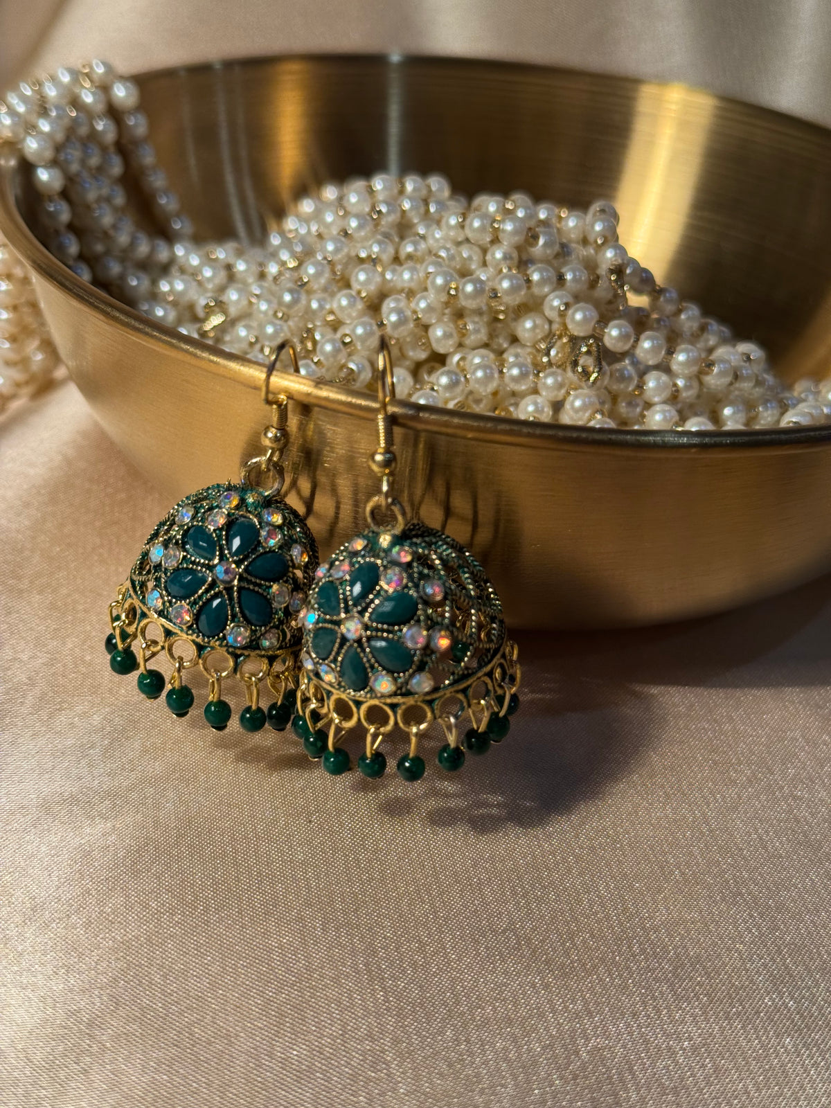 Floral jhumki green - rozana