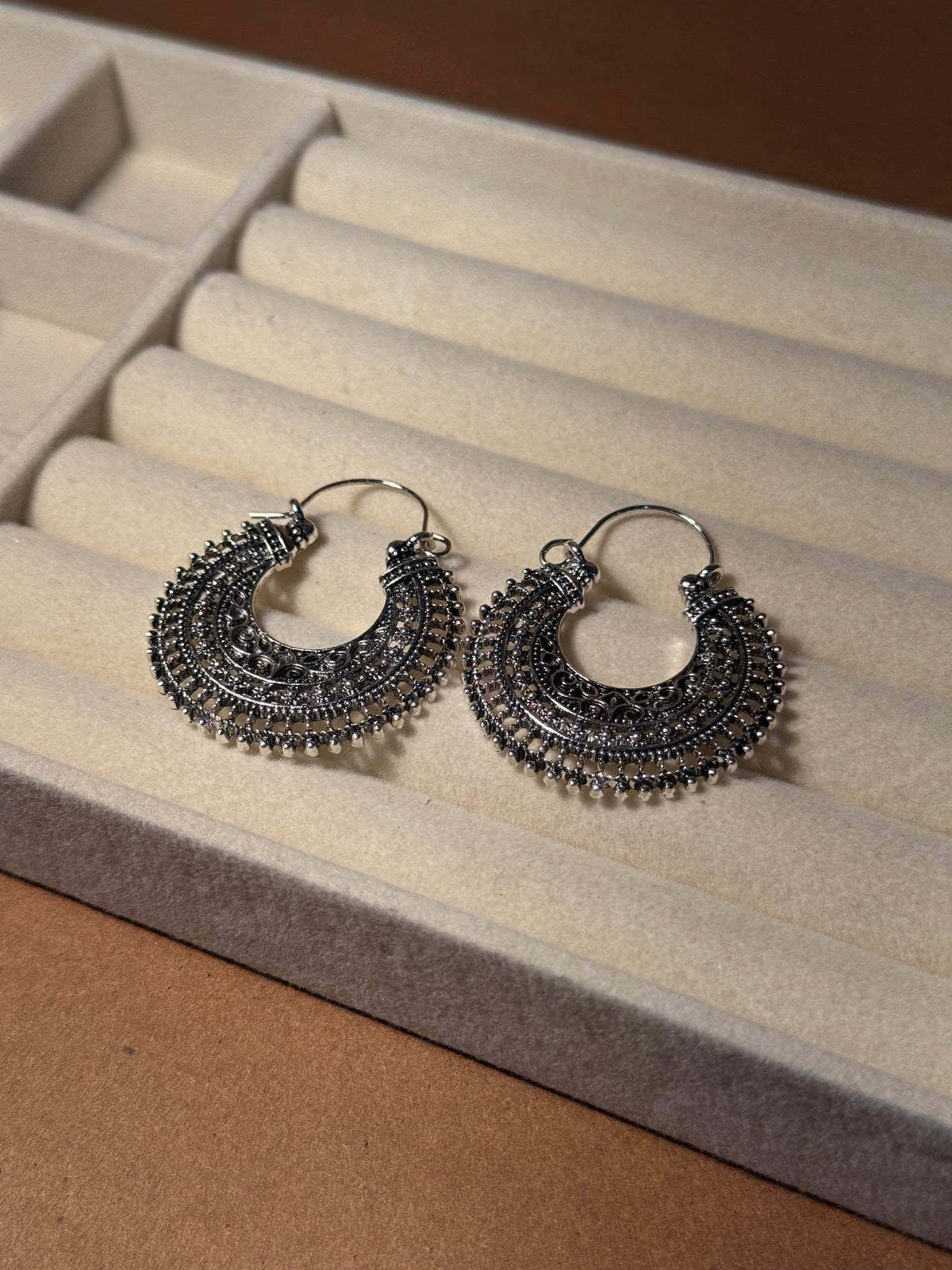 chand bali - oxidized - silver