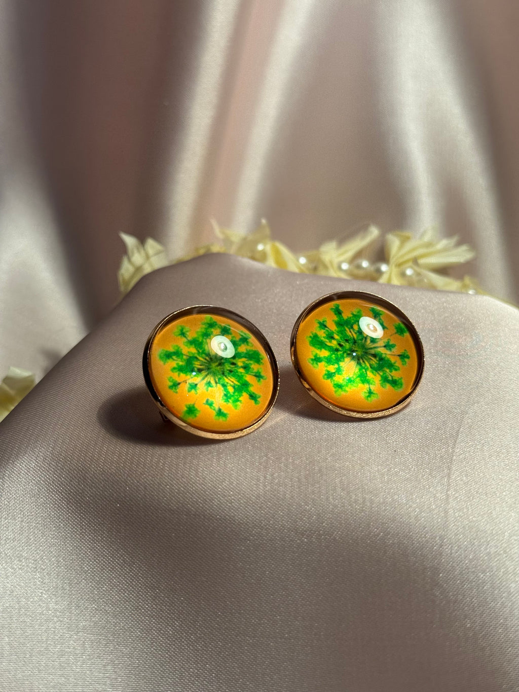 Printed summer breeze circle earrings-green