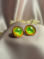 Printed summer breeze circle earrings-green