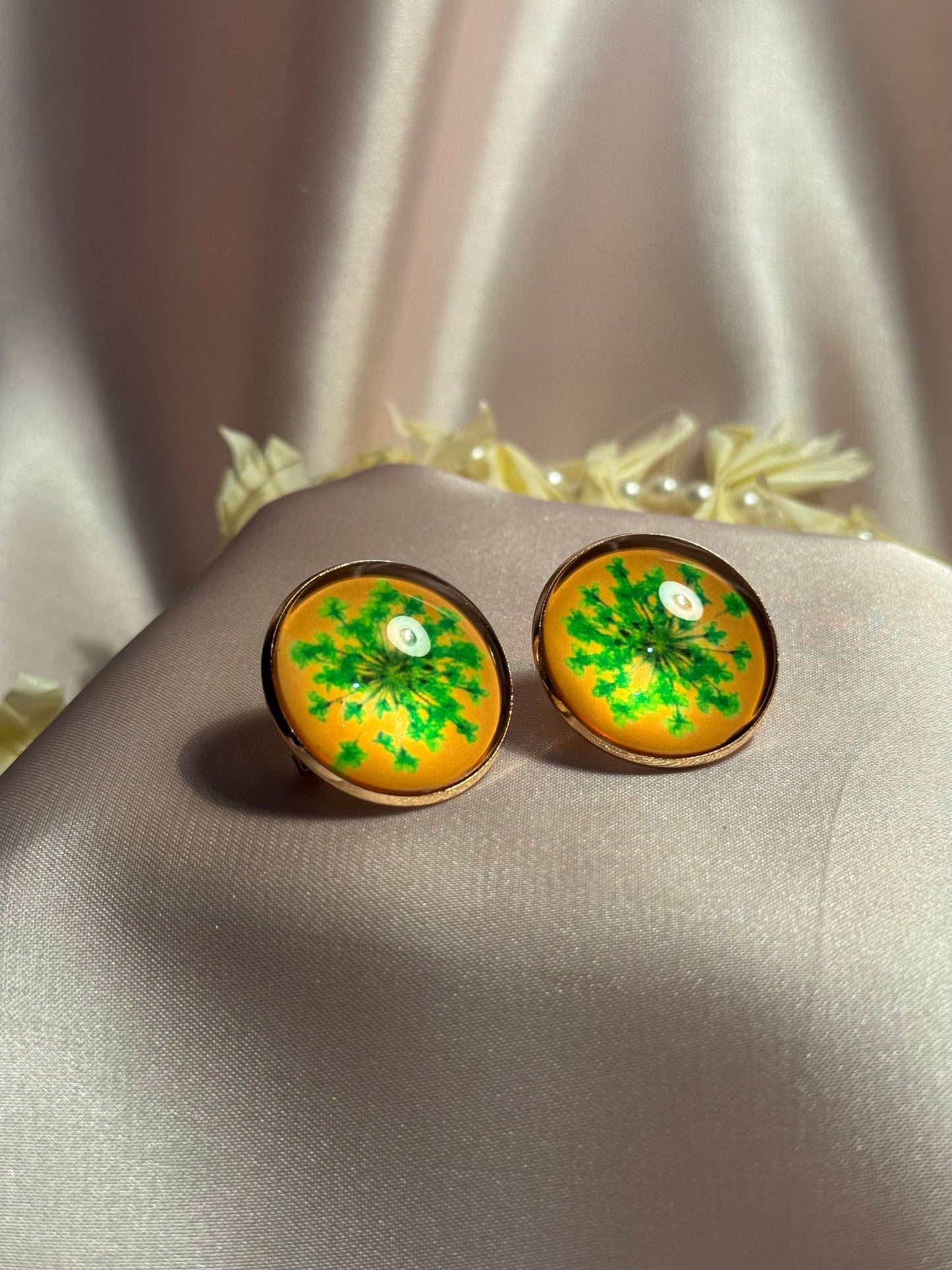 Printed summer breeze circle earrings-green