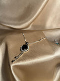 Oval Necklace Silver (Black)