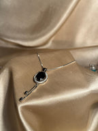Oval Necklace Silver (Black)