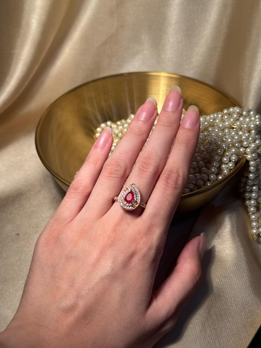 Droplet Ring Gold - Red