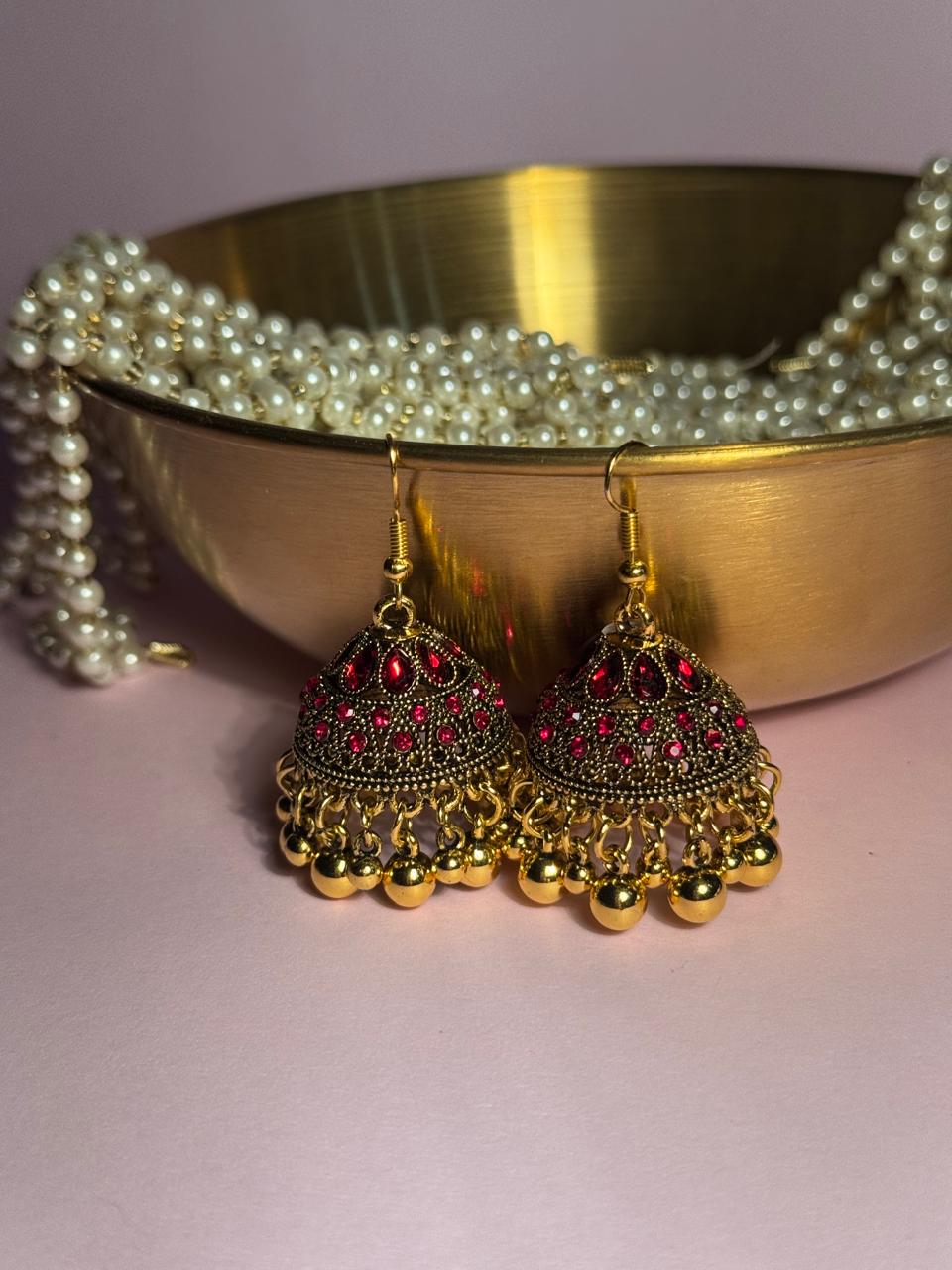 Meena karri antique Earrings - Maroon