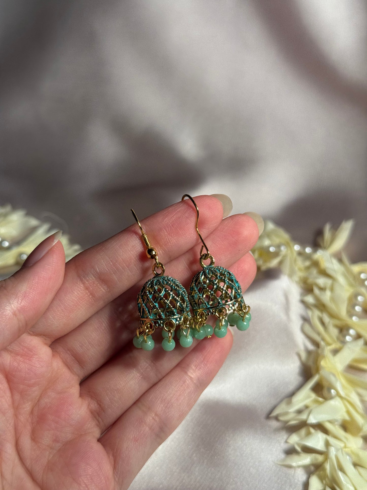 Resham jhumki mint green- rozana