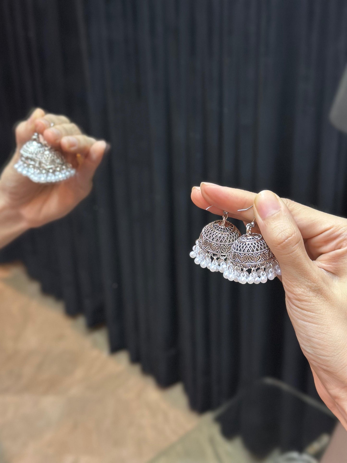 Moti jhumki silver- eid collection