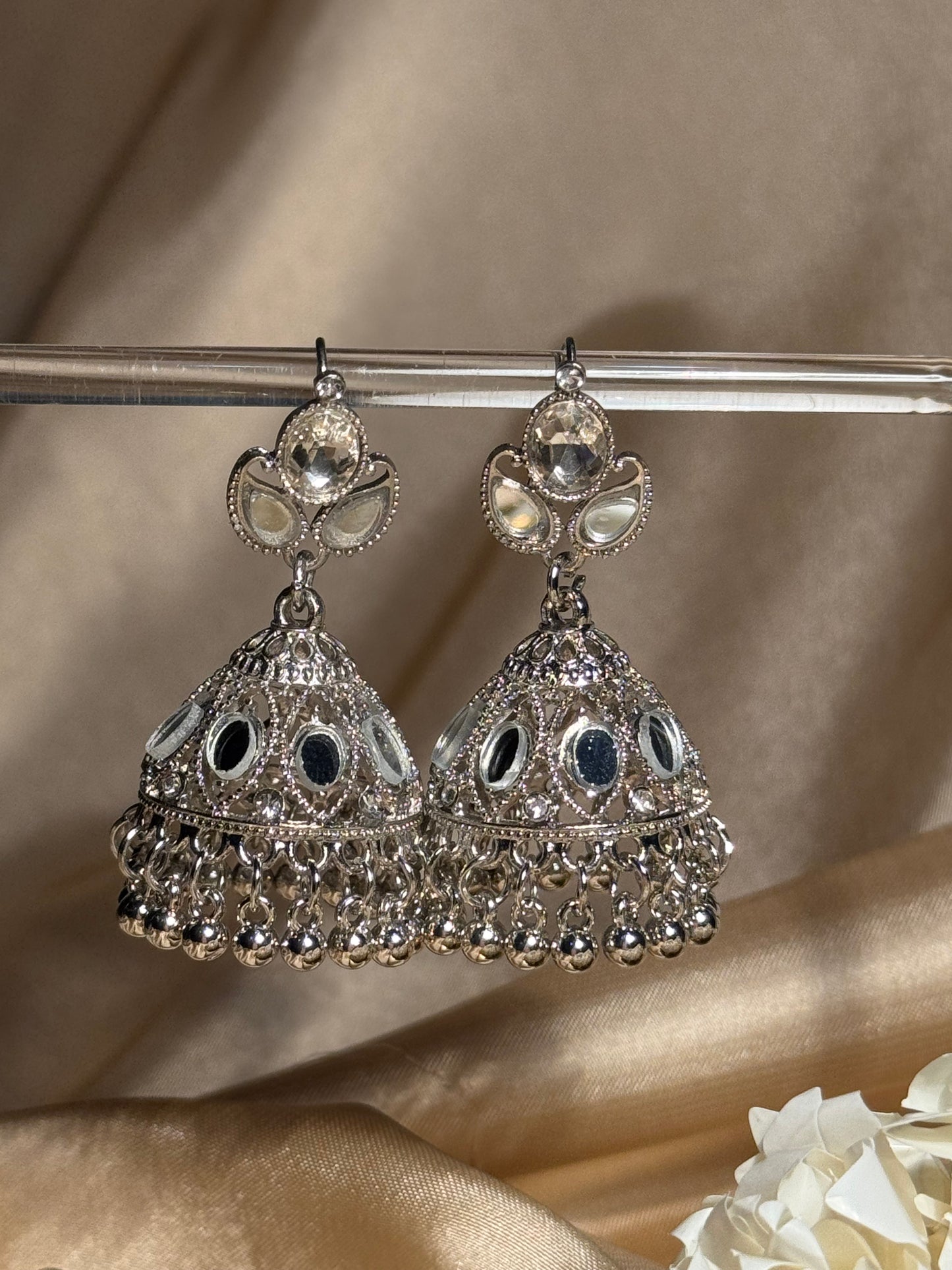 Ayna jhumki khass collection-silver
