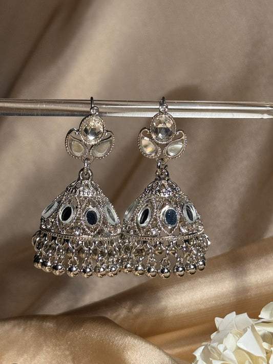 Ayna jhumki khass collection-silver