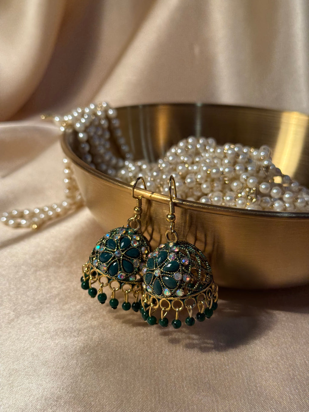 Floral jhumki green - rozana