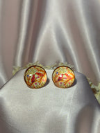 Printed summer breeze circle earrings-bird