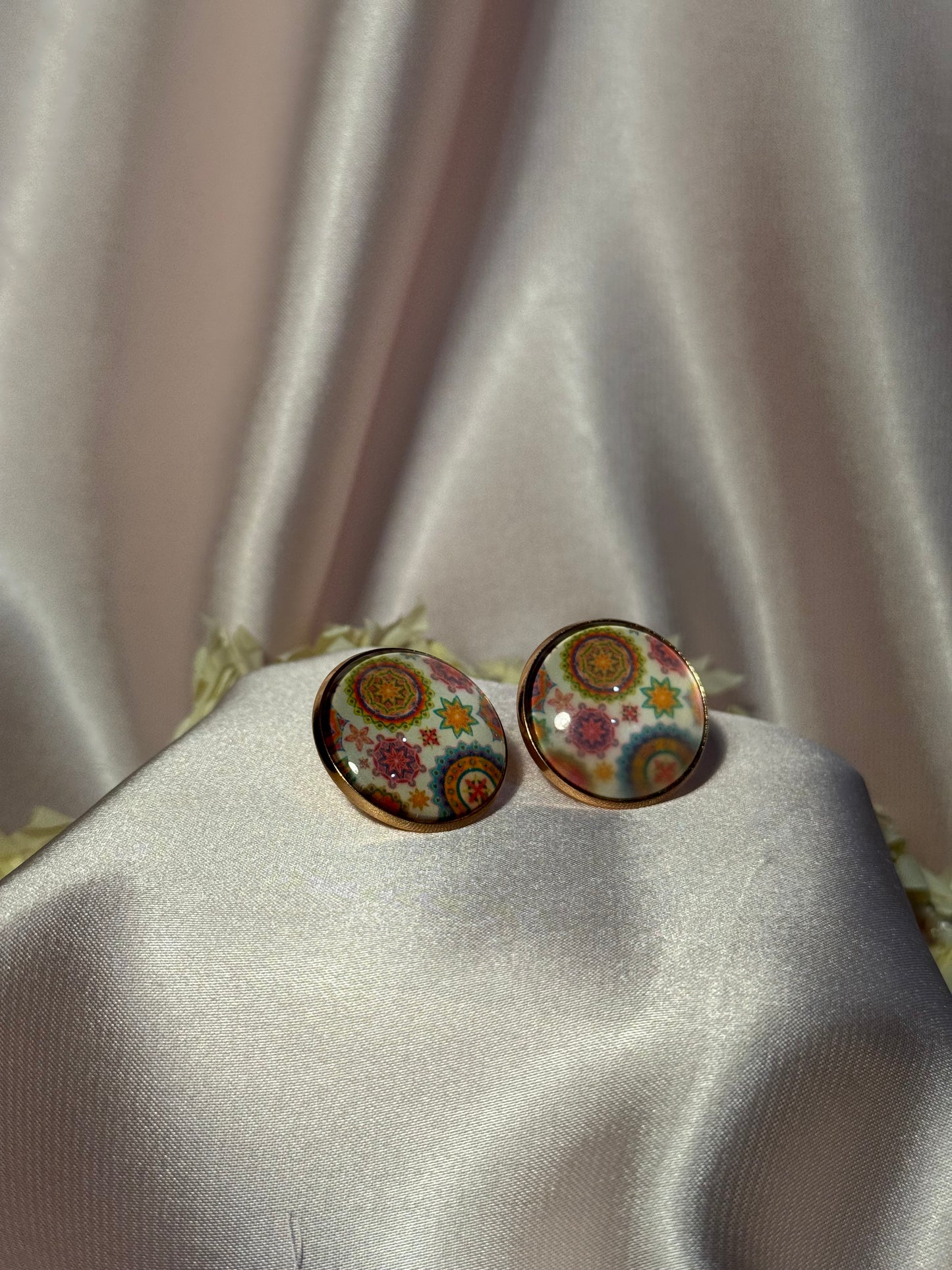 Printed summer breeze circle earrings-pattern