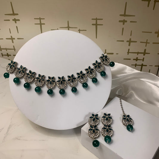 Nourah Set - Green and Silver