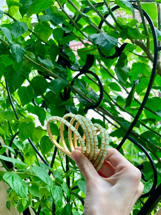 Moti bangle Sea green and Gold