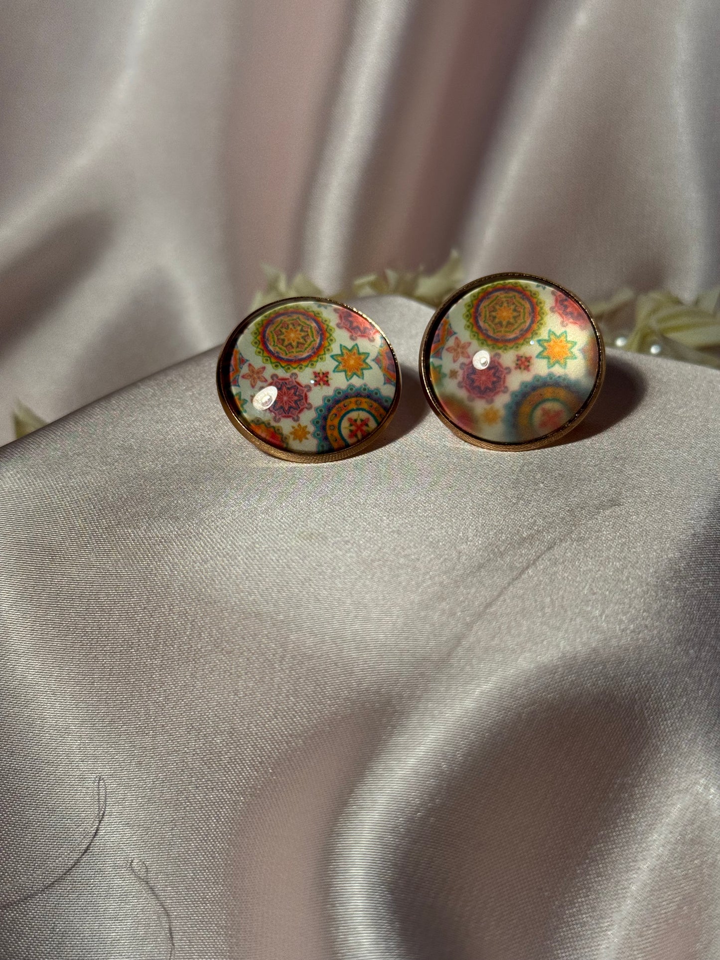 Printed summer breeze circle earrings-pattern