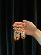 Shamim Ara Earrings- silver and orange (aara collection)