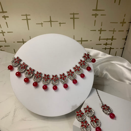 Nourah Set - Red and Silver