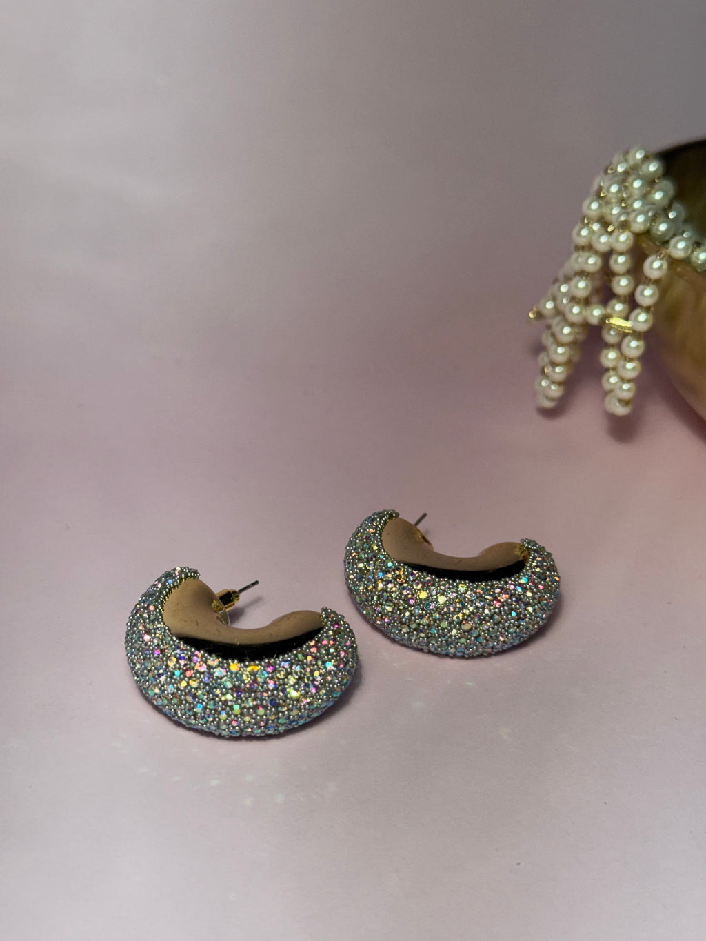Gem hoops - Silver holographic