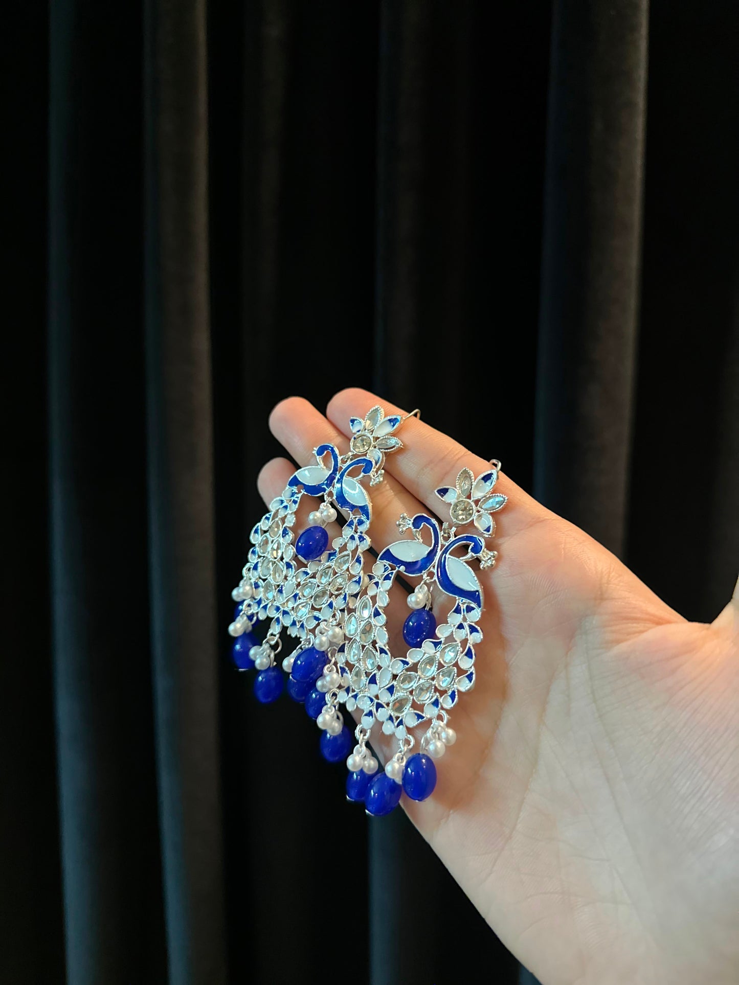 Shamim Ara Earrings- silver and blue(aara collection)