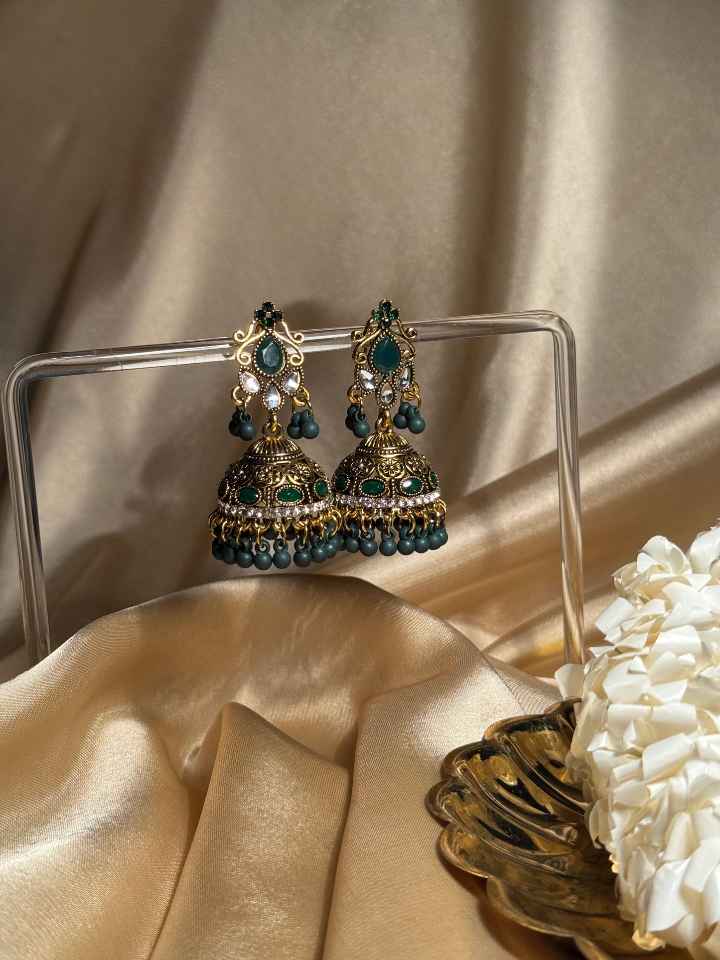 Nani ki jhumkiyan khass collection-gold and green