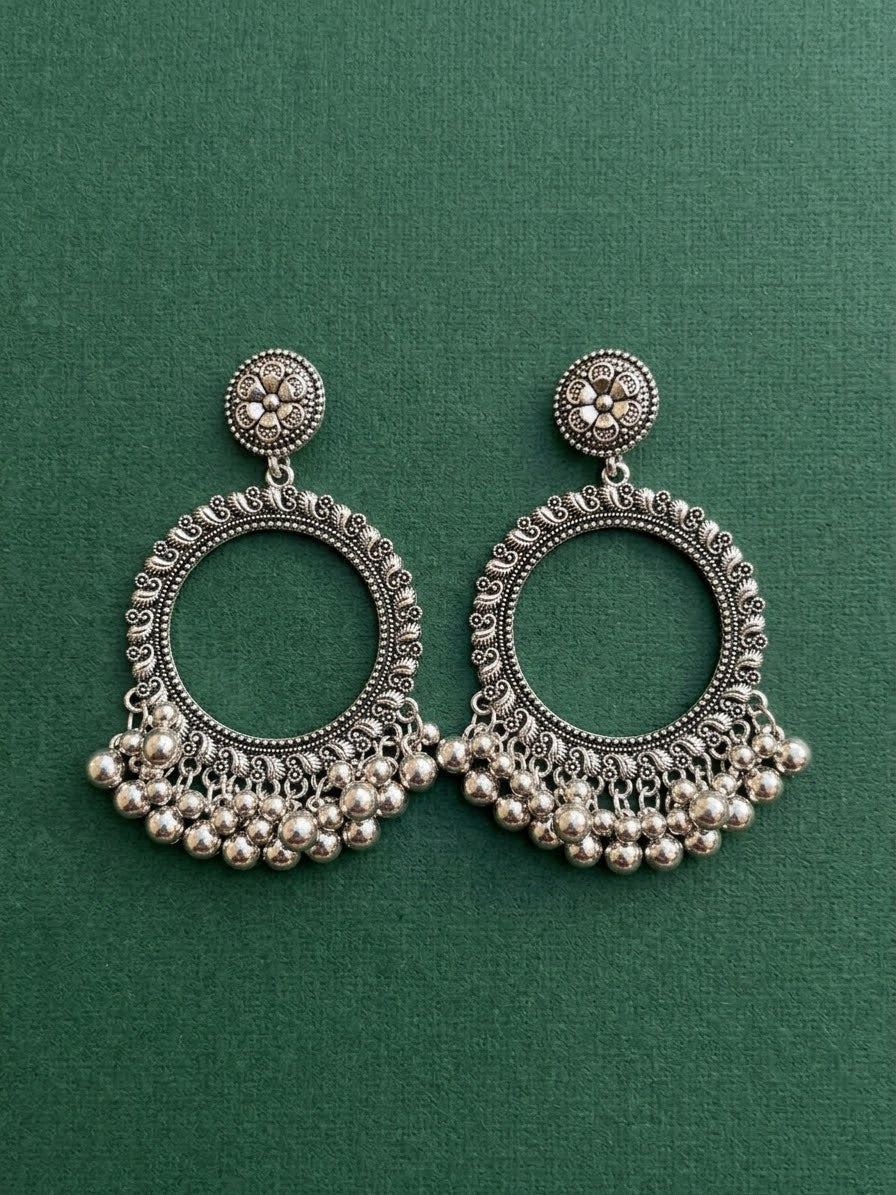 Nawab Ghungroo Earrings - Silver