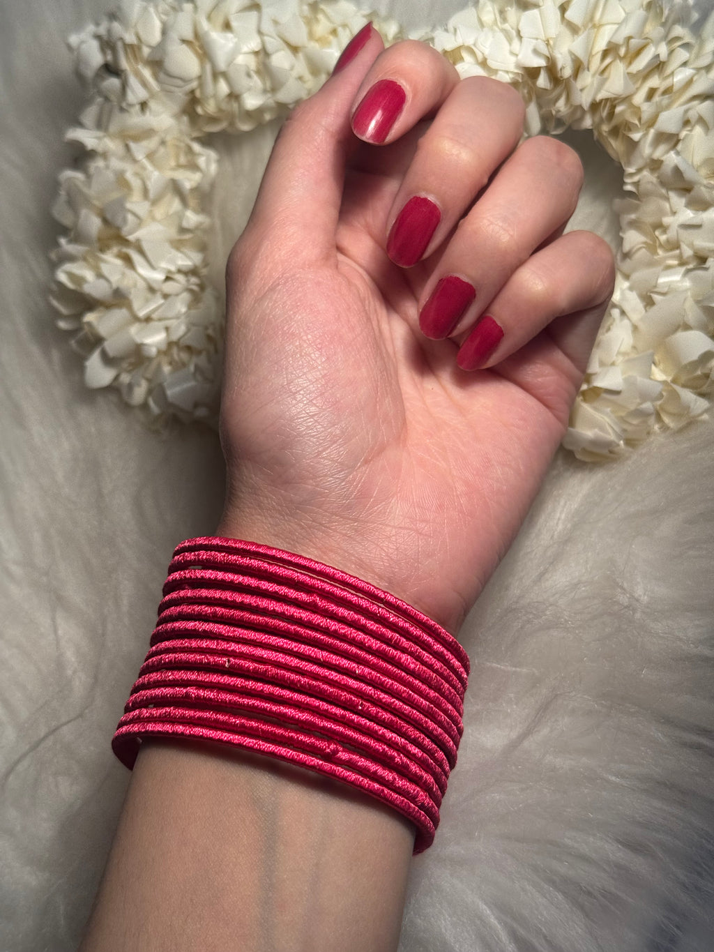 thread bangles shocking pink