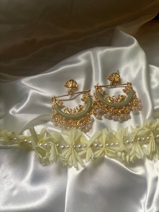 Peacock Earrings - sea green