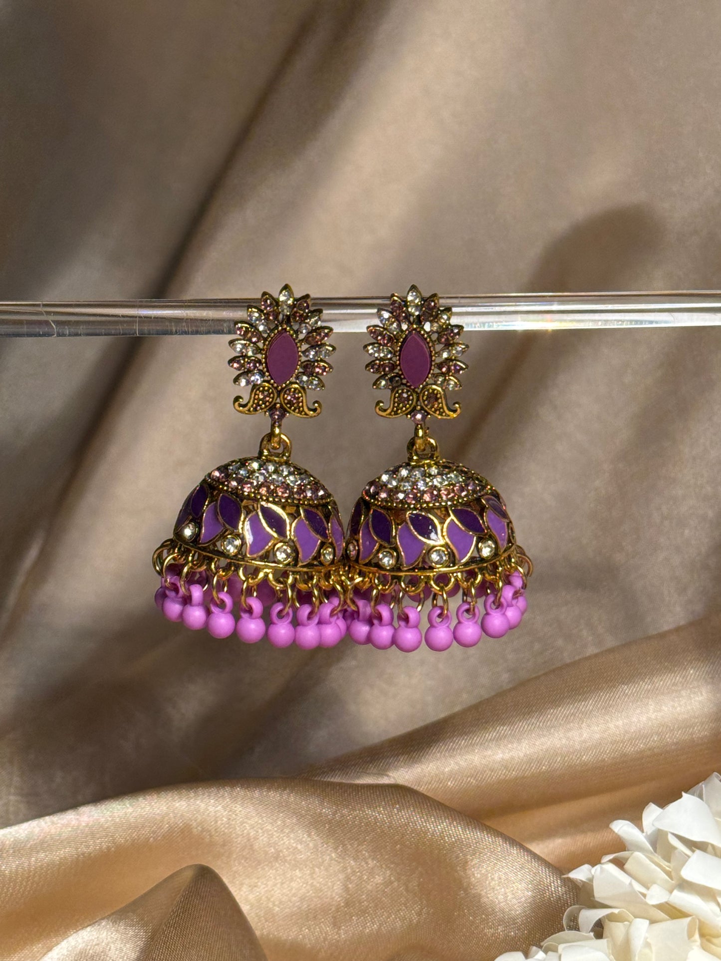 Dil kash jhumkay khass collection-gold and purple